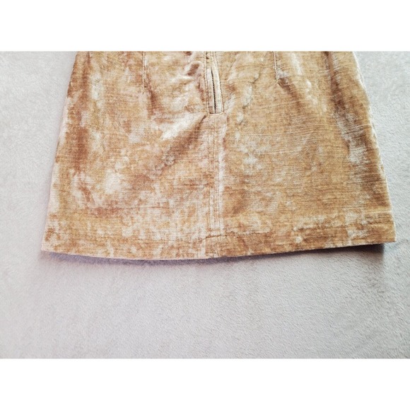 Free People A Line Skirt Womens Size 0 Gold Velour Zip Pockets Lined Flat Front - Picture 3 of 7